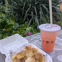 Peach ice tea and tofu at Little Snack Bar - 小食堂 in Sheffield