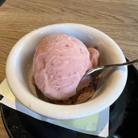 Strawberry and chocolate vegan ice cream  at Wheat Penny Oven and Bar in Dayton