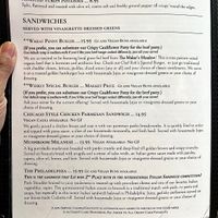 Sandwich menu. I was told they can all be veganized! 🙌🏼   at Wheat Penny Oven and Bar in Dayton