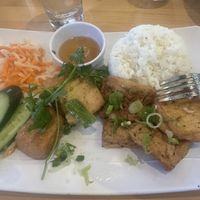 Tofu rice dish  at Nong Lá Vietnamese Cafe in Culver City