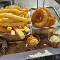 Fries and onion rings at Breaktime Burgers in Luxembourg City