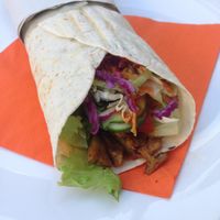 the Seitan kebab wrap! A delight to look at and even better in taste!! at Bobencek in Ljubljana