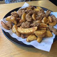 Vegan chicken and potato wedges  at Chicken in the Kitchen in Seoul