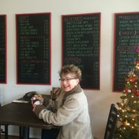 Menu selection and a happy grandma. at Veggie House in Los Angeles