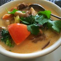 Delicious Tom Kha Soup at Veggie House in Los Angeles