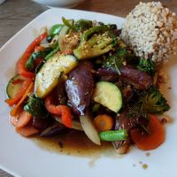 Spicy eggplant at Veggie House in Los Angeles