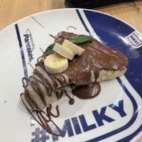 Crepe with vegan hazelnut spread and banana   at Milky in Amsterdam