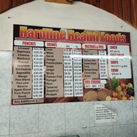Menu (part of it) at Hardline Vegetarian Health Foods in Port Of Spain
