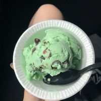 Kid size mint choc chip  at Coneheads Ice Cream in Oneida