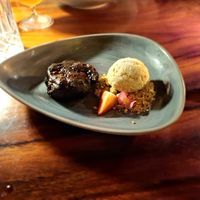 Chocolate vulcano (fondant) at Tucanes Restaurant in San Carlos