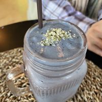 Blue spirulina yummy smoothie  at Skybowl Cafe  in Seattle