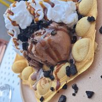 Bubble waffle with chocolate and straciatella ice cream  at IJssalon Scoobs & Winstons in Alkmaar