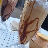 Caramel and chocolate milkshakes  at IJssalon Scoobs & Winstons in Alkmaar