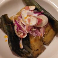 Tamal vegano at Mercado Municipal in Villa De Leyva