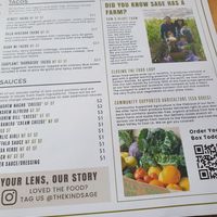 menu at Sage Bistro - Cloud Kitchen in Culver City