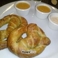 pretzel (one of the dips uses honey, so we got two of the nacho one instead) at Sage Bistro - Cloud Kitchen in Culver City