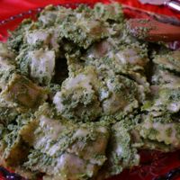 Pesto Ravioli (catered) at Pacchamama in Lima