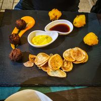 Trio of delicious vegan food with homemade sauce at Cibo in Aosta