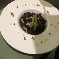 Black rice in a coconut cream sauce with asparagus   at Cibo in Aosta