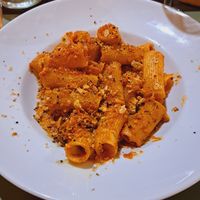 Pasta with tempeh "alla puttanesca" at Cibo in Aosta
