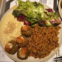 Falafels and hummus bowl, along with quinoa and salad at MAD - Flax & Kale - T1 T4 in Madrid