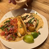 Fish tacos (ask for chipotle aioli)  at Veggie Grill by Next Level - Downtown in Seattle
