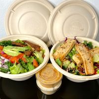 avocado bacon cobb salad + sesame tofu supergreens salad (takeout) at Veggie Grill by Next Level - Downtown in Seattle