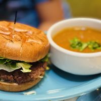 Junior Burger & Lentil Soup   at Veggie Grill by Next Level - Downtown in Seattle