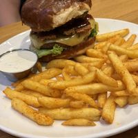 black bean bacon burger ( my brother and fathers choice) ehh okay, bomber was better but not greater than what ive had before.   at Veggie Grill by Next Level - Downtown in Seattle