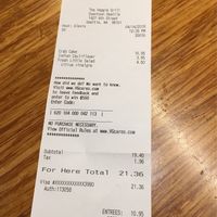 The check  at Next Level Veggie Grill - Downtown in Seattle