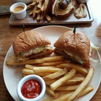 (top) wunderbrat (bottom) buffalo bomber  at Next Level Veggie Grill - Downtown in Seattle