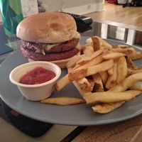 Plain steakhouse burger with double patty and double cheese at Next Level Veggie Grill - Downtown in Seattle