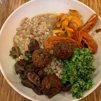 Farro bowl + falafel / delicious at Next Level Veggie Grill - Downtown in Seattle
