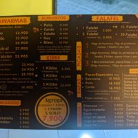 The menu at Shawarma House Comida Arabe in Envigado