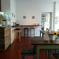 cafe area at FreundSaft in Freiburg