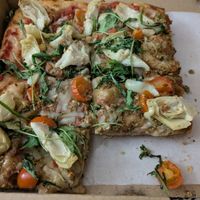 Pesto pizza (this was 18€...) at La Fermata de Sarrià in Barcelona