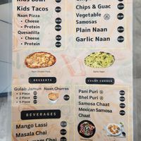 Menu at Tikka Bowls And Tacos in Arlington