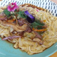 Fettuccine with mushrooms at Raw Cafe in Lima