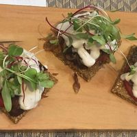 Portobello mushroom appetizer with cashew cheese...amazing at Raw Cafe in Lima