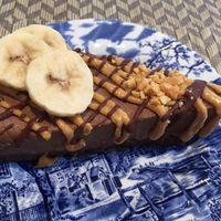 Chocolate peanut butter banana pie! at Raw Cafe in Lima