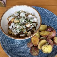 hash and potato with cashew cream  at Raw Cafe in Lima