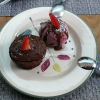 Volcán de chocolate at Raw Cafe in Lima