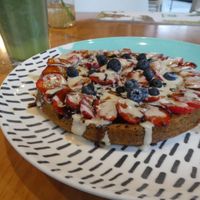 Delicious quinoa waffle! at Raw Cafe in Lima