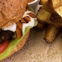 MUSHROOM BURGUER itself is good. The bread kind of ruins the whole concept though. The inside is too dense and dry. The rest compensates it greatly.  at Raw Cafe in Lima