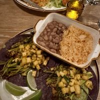 Strange tacos - bundle of broccolini with salsa  at Hatch Cantina in Seattle