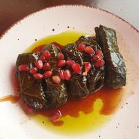 Wineleaves filled with rice and pomegranate seeds at Palmyra in Rosenheim