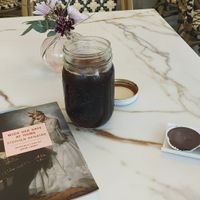 Decaf iced coffee and Justin's peanut butter cup. at Urban Market in Neenah