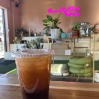 Nice local! But still using plastic😒(Thai tea in the pic)  at My Vegan Gold in Los Angeles