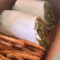 Crispy ‘chicken’ wrap. Big size, very tasty. Could of had more chicken tho.  at My Vegan Gold in Los Angeles