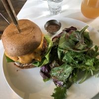 Solid impossible burger and salad at My Vegan Gold in Los Angeles